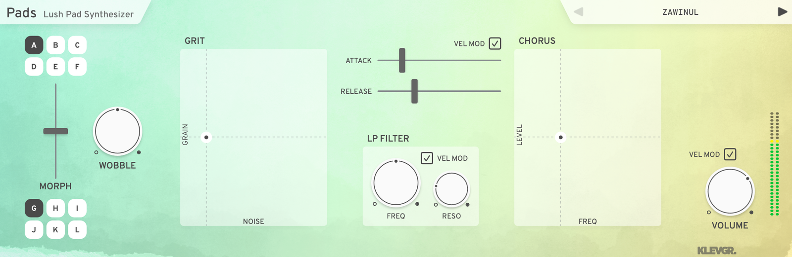 Screenshot of Klevgrand Pads - Lush Pad Synthesizer - Have some yummy padding.