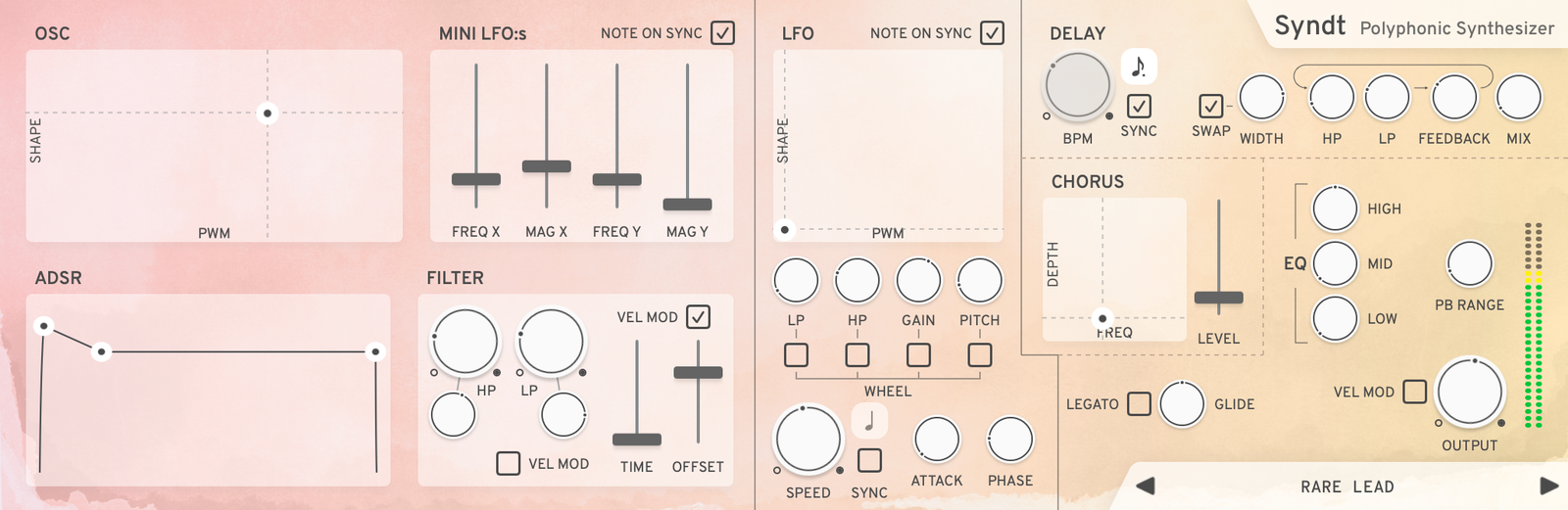 Screenshot of Klevgrand Syndt - Polyphonic Synthesizer - Your new guilty pleasure.